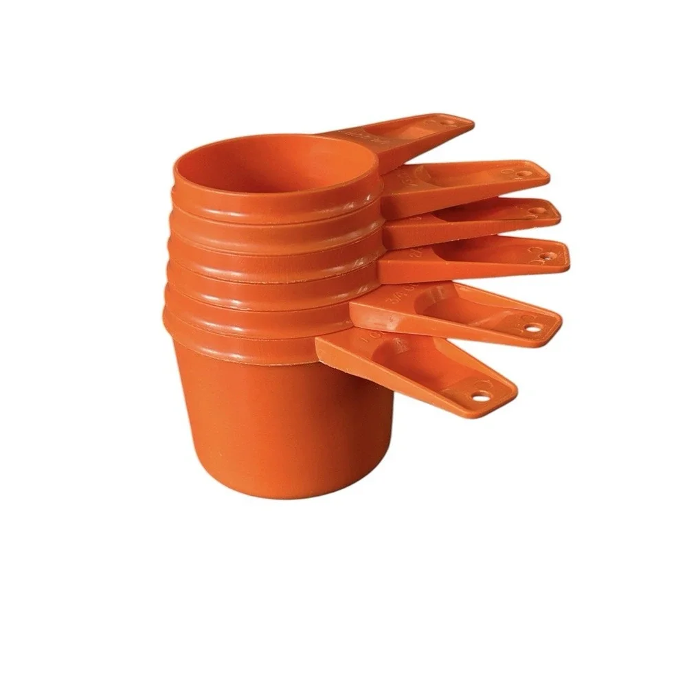 Vintage Tupperware Orange Measuring Cups X 6 Complete Set 1970s